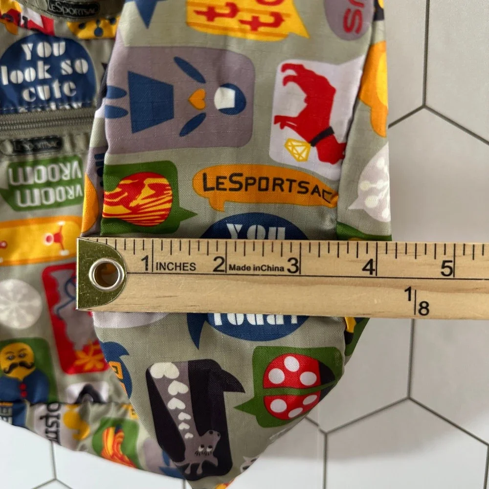 LeSportsac Graphic Print Nylon Shoulder Bag Multicolor Pop Art Hobo Messenger